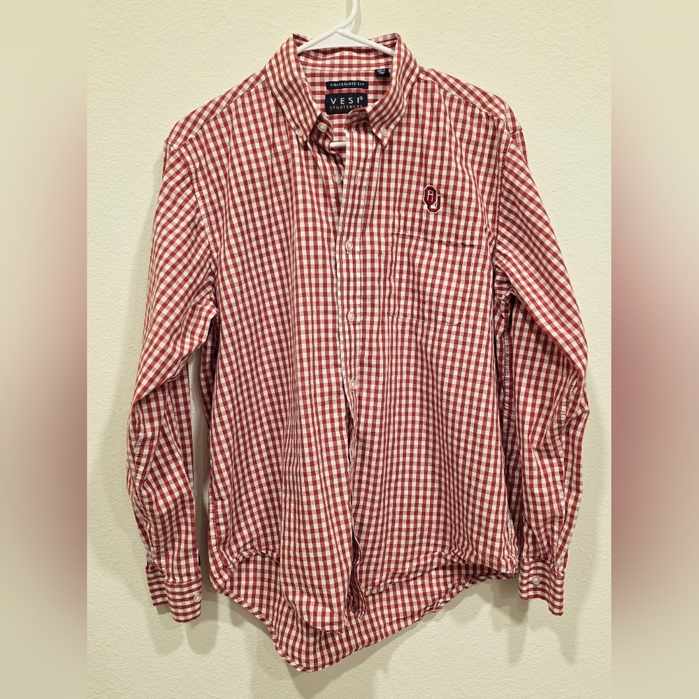 OU Oklahoma Men's Red Checkered Shirt